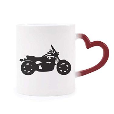 Imagem de Caneca de grés com estampa de contorno de motocicleta mecânica sensível ao calor que muda de cor vermelha