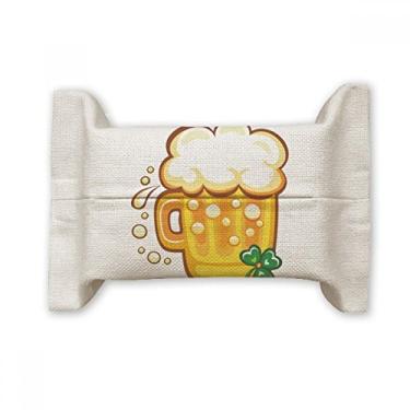 Imagem de Clover Yellow Beer Irlanda, Dia de São Patrício, capa de papel para lenços faciais, saco de linho de algodão