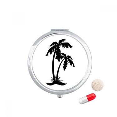 Imagem de Porta-comprimidos, caixa de armazenamento de medicamentos com contorno de praia preta de coqueiro