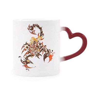 Imagem de Caneca colorida de escorpião com desenho de animal sensível ao calor, caneca de grés que muda de cor vermelha