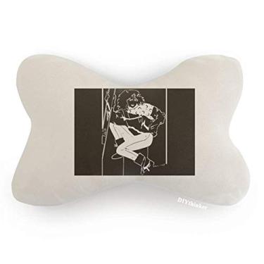 Imagem de DIYthinker Almofada de almofada preta para decoração de pescoço e esqui esportiva de inverno com ilustração de esqui