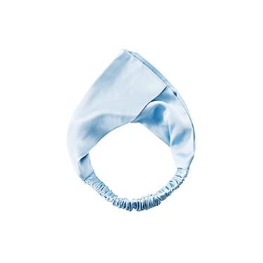Imagem de ZIMASILK 100% seda de amoreira 19 mm elástico cabeça torcida acessório de cabelo turbante para mulheres, 1 Pack,Light Blue