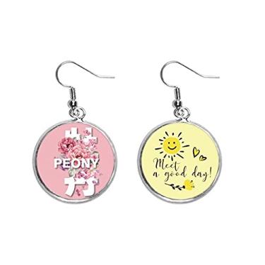 Imagem de Peônia flores chinesas Art Deco presente moderno brinco de flor de sol joia moderna