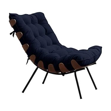 Imagem de Poltrona Decorativa Sala de Estar Abel Base de Madeira Preto Veludo Azul - Gran Belo