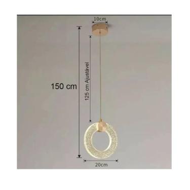 Imagem de Pendente Luminária Moderno Urano Cristal Redondo Bolhas Gold 6w DCD02101 Lustre 