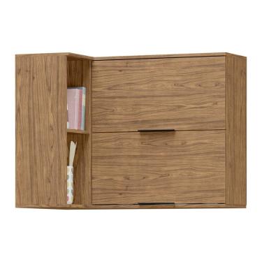 Imagem de Armário Aéreo de Canto 2 Portas Basculante 2 Nichos Toscana Espresso Móveis Freijó