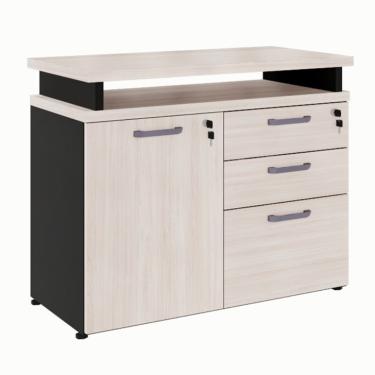 Imagem de Armário de Escritório com Extensor Yaris 1 PT 3 GV Carvalho Berlin e Preto