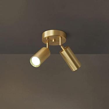 Imagem de Refletor De Cobre Refletor De Destaque Montado Na Superfície E27 Kit De Iluminação De Trilho Fixo Redondo, Lâmpada Ajustável De Montagem No Teto De Latão, Refletores Direcionais De Teto Para Corre