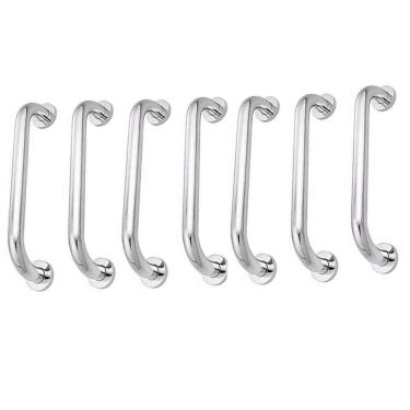 Imagem de Alça de Apoio Barra 30cm Inox Kit 7 Unidades Idoso Cadeirante Banheiro Box Segurança Corrimao Suporte Acessibilidade