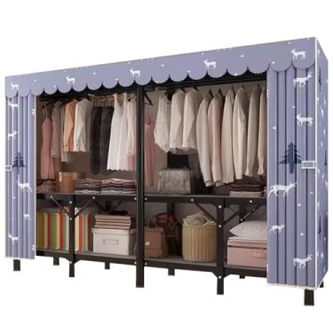 Imagem de Armário de guarda-roupa de liga de ferro com capa de pano Armário de guarda-roupa portátil Armário de armazenamento de grande capacidade Roupeiros extra resistentes