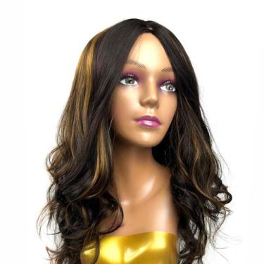 Imagem de Peruca Wig Lace Fibra Orgânica Premium Cabelo Ondulado 70 Cm - Fashion