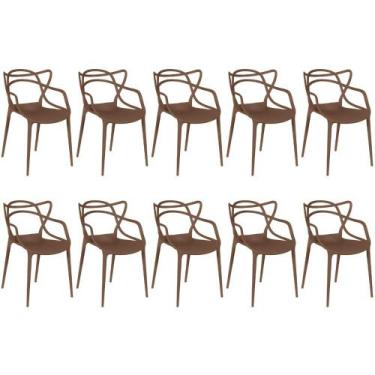Imagem de Kit 10 Cadeiras Allegra - Marrom - Magazine Decor