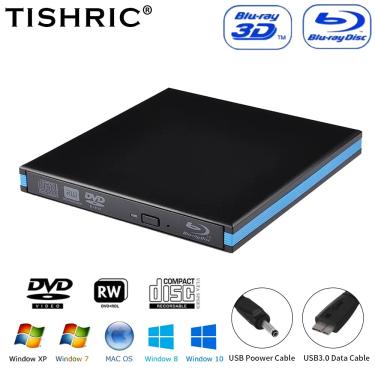 Imagem de TISHRIC-Unidade Bluray Externa  Blu-Ray Burner Player  USB 3.0  CD  DVD  Escritor  Leitor para
