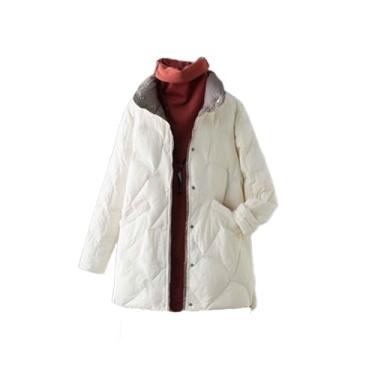 Imagem de Jaqueta feminina trilhas casacos finos roupas casuais agasalhos feminino cardigã inverno leve moda média gola alta, Branco, G