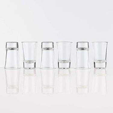 Imagem de Burns Glass Copos de shot dilatados redondos com base pesada I para vinho, Tequilla, Vodca, Cerveja, Perfeito para Casamentos, Festas, Jogos e Bares, Suco, Água I Conjunto de 6 I 42,5 g