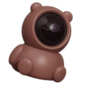 Imagem de Câmera de Segurança Doméstica, Câmera Sem Fio Pan Tilt Night Vision 2MP Design Bonito para Cachorro para bebê (Urso marrom)