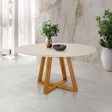 Imagem de Mesa de Jantar Tampo MDF e Vidro Redonda 90x90 - Jade