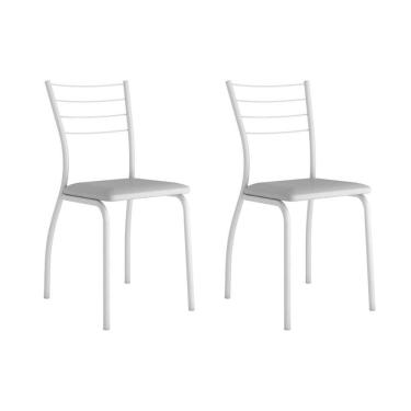 Imagem de Cadeira Sala De Jantar 1700 Kit Aço 2 Uni Branco/courano Branco - Carraro