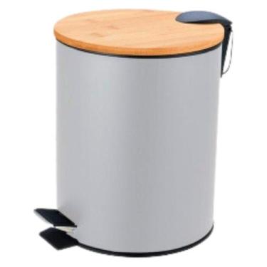 Imagem de Cesto Lixo 5Lts Aço Inox Lisa Pedal Balde Banheiro E Cozinha - Clink