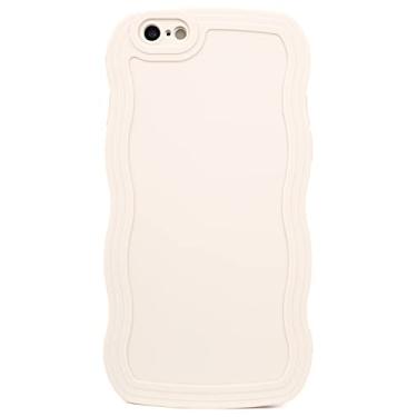 Imagem de SKYLMW Compatível com iPhone 6s/6 Capa de 4,7 polegadas, linda Kawaii ondulada, em forma de moldura ondulada, de silicone macio, à prova de choque, capa protetora para mulheres e meninas, branca
