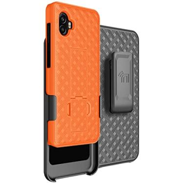 Imagem de Capa com clipe para Galaxy XCover 6 Pro, capa rígida fina Nakedcellphone com suporte e [rotativo/catraca] combo de coldre de quadril para cinto para Samsung XCover6 Pro (2022, SM-G736) - laranja