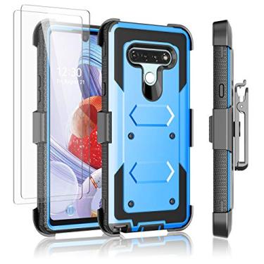 Imagem de Njjex Capa para LG Stylo 6, capa para celular LG Stylo 6 com protetor de tela de vidro temperado [2 unidades], [Nbeck] à prova de choque resistente com clipe de cinto com clipe de cinto, capa rígida