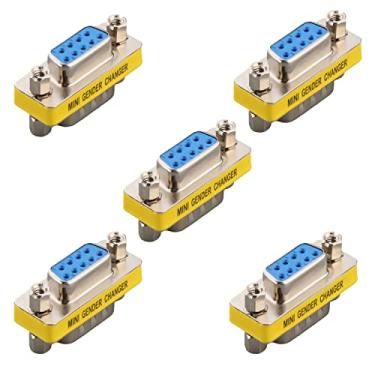 Imagem de Fielect DB9 VGA Gender Changer 9 Pinos Macho para Fêmea 2 Filas Mini Gênero Changer Conector Adaptador para Aplicações Seriais Azul Pacote com 5