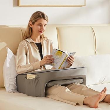 Imagem de Almofada de mesa de colo para cama, travesseiro de descanso de braço macio, almofada de colo de leitura, almofada de leitura de espuma de memória, mesa de colo de laptop para braços para leitura,