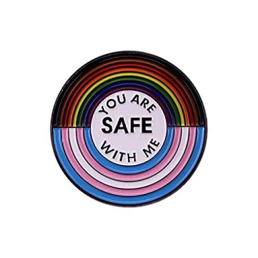 Imagem de YOU ARE SAFE WITH ME Alfinetes esmaltados, alfinetes de enfermeira médica, alfinetes de lapela de arco-íris broche para roupas, mochila, chapéu, crachá engraçado, joia presente, Metal, Sem pedras