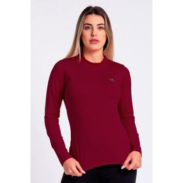 Imagem de Camisa Térmica Manga Longa Feminina Peluciada Bordo-Feminino