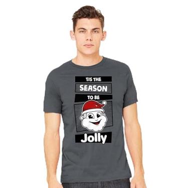 Imagem de TeeFury - To Be Jolly - Camiseta masculina de férias, Papai Noel, Papai Noel, Azul marino, 4G