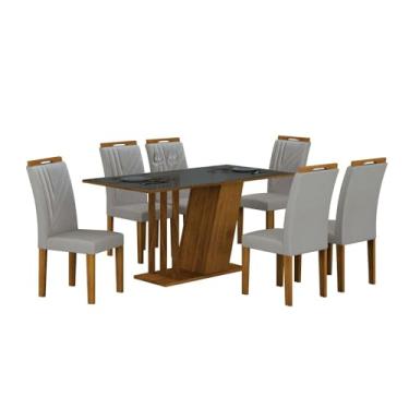 Imagem de Conjunto Sala de Jantar com 6 Cadeiras Miami Yescasa Freijó/chumbo/prata