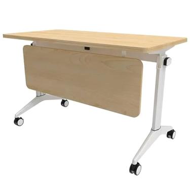 Imagem de Folding conference table 1 Pcs Mesa de conferência dobrável Mesa retangular para reunião Mesa de seminário para escritório Sala de reunião Mesa de madeira com tampo flip(47.2x19.7x29.5)