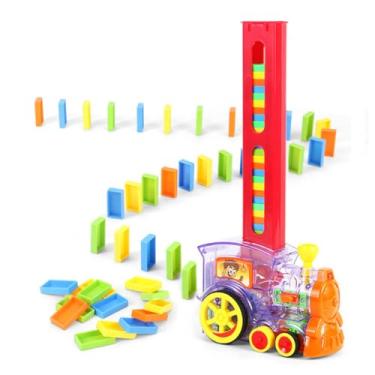 Imagem de Brinquedo Infantil Trem Locomotiva Trenzinho Empilha Dominó à Pilha Divertido