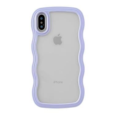 Imagem de Caseative Capa para iPhone X/Xs, linda moldura ondulada encaracolada à prova de choque macia compatível com iPhone (roxo, iPhone X/Xs)