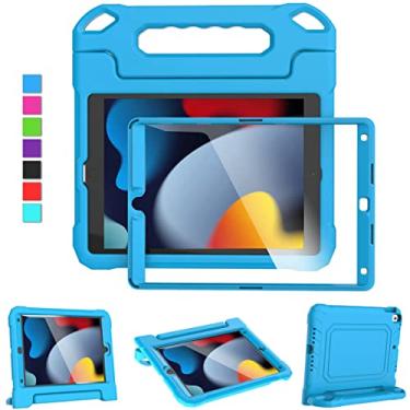 Imagem de MOXOTEK Capa infantil para iPad 9ª/8ª/7ª geração de 10,2" 2021/2020/2019, capa para iPad Air de 3ª geração/Pro de 10,5 polegadas, capa durável à prova de choque com protetor de tela para iPad 10,2 e 10,5, azul