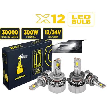 Imagem de Kit Ultra Led Super Bco 6000K 300W 30 Mil Lumens 12-24V H4