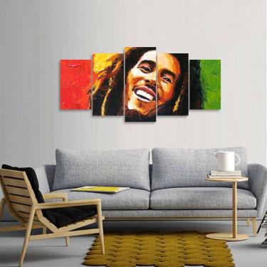 Imagem de Quadro decorativo Bob Marley Música Mosaico 5 Peças