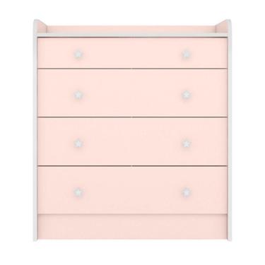 Imagem de Cômoda Infantil com 4 Gavetas Verona Rosa Acetinado