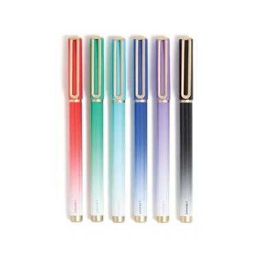 Imagem de U Brands Catalina Canetas com ponta de feltro, conjunto de 6, cores sortidas com detalhes dourados, ponta média (0,7 mm), tinta de cores sortidas