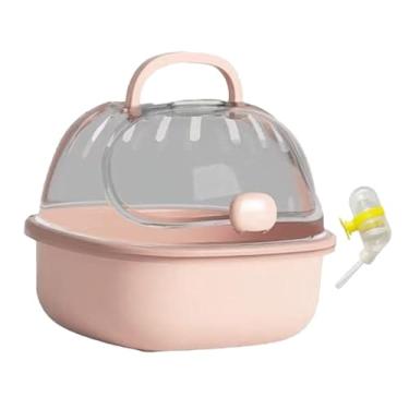 Imagem de Ｂｅｓｇａ Gaiola de transporte para hamster com garrafa de água, estojo para transporte de animais de estimação, gaiola de saída para chinchila, Rosa