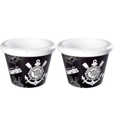 Imagem de Kit 2 Baldes para Cerveja no Gelo Boteco Bares e Restaurantes Estampa do Corinthians Licenciado Oficial Plasútil Original de 5.3 Litros