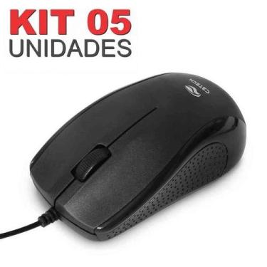 Imagem de Kit 5 Mouse USB MS-26BK Preto Cabo Extenso 2M C3 TECH - C3TECH