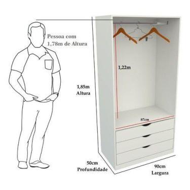 Imagem de Armário Cabideiro Gaveteiro Misto M46 Closet Loja 100% Mdf - VETORIAL 