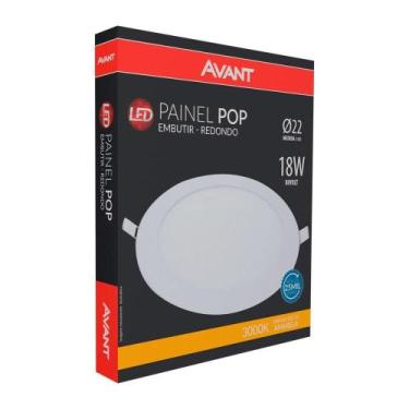 Imagem de Plafon painel led 22cm avant redondo embutir 18w 3k 1260 lms
