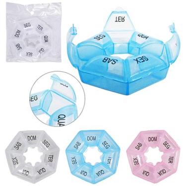 Imagem de Porta comprimido de plastico heptagono semanal com 7 compartimentos co