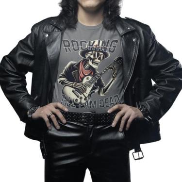 Imagem de Camiseta Masculina Camisa Manga Curta GuGi T-shirt Esqueleto Rockeiro,