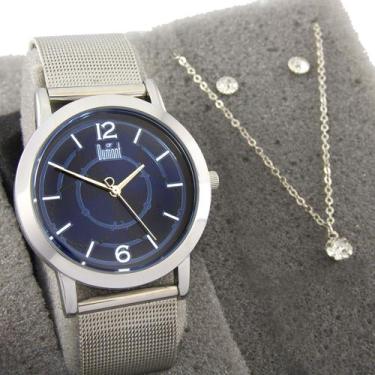 Imagem de Relogio dumont feminino prateado com azul 