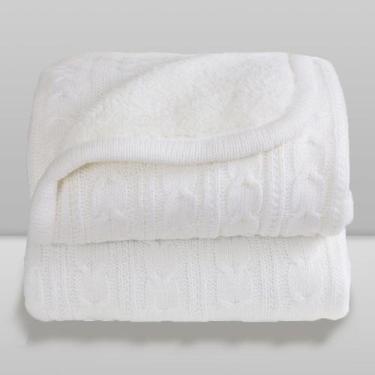 Imagem de Cobertor Donna Laço Bebê 100x75 cm Lã com Sherpa, Off white, 75X100