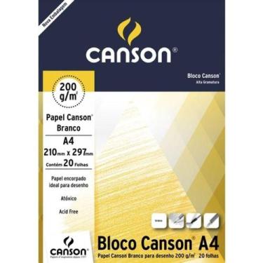 Imagem de Bloco de Desenho Papel Canson A-4 Branco 200g/m² com 20 Folhas - Canso